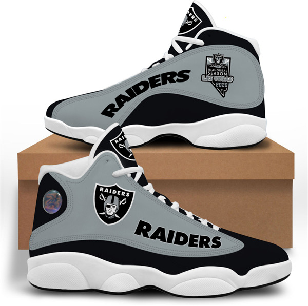 Women's Las Vegas Raiders AJ13 Series High Top Leather Sneakers 002